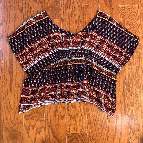 Forever 21 Black Gold Red Patterned Tunic Shirt M - Picture 11 of 13